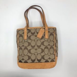 COACH MINI TAN SIGNATURE LEATHER TRIM G1J-6087